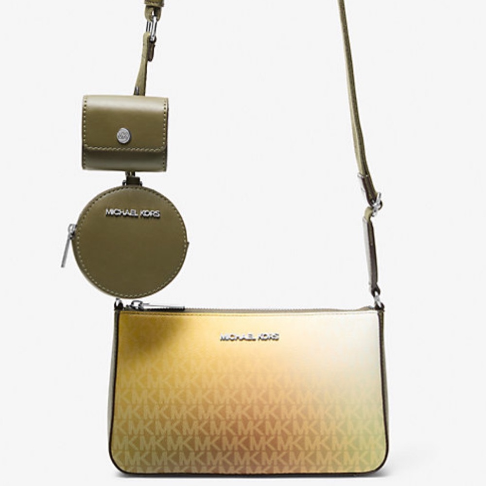 MICHAEL KORS Jet Set Sm Ombré Signature Logo Crossbody Case Apple Airpods Pro® - Picture 4 of 16